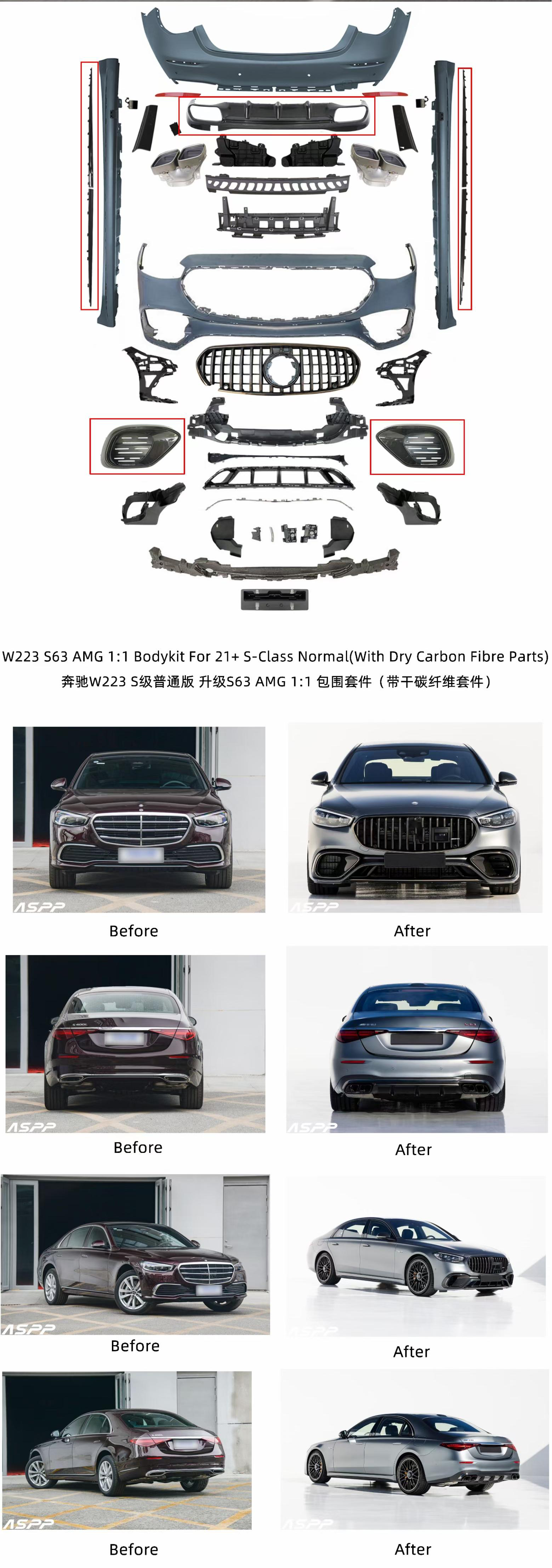 S Class Exterior Upgrade Body Kit W223 UpgradeTo S63 AMG